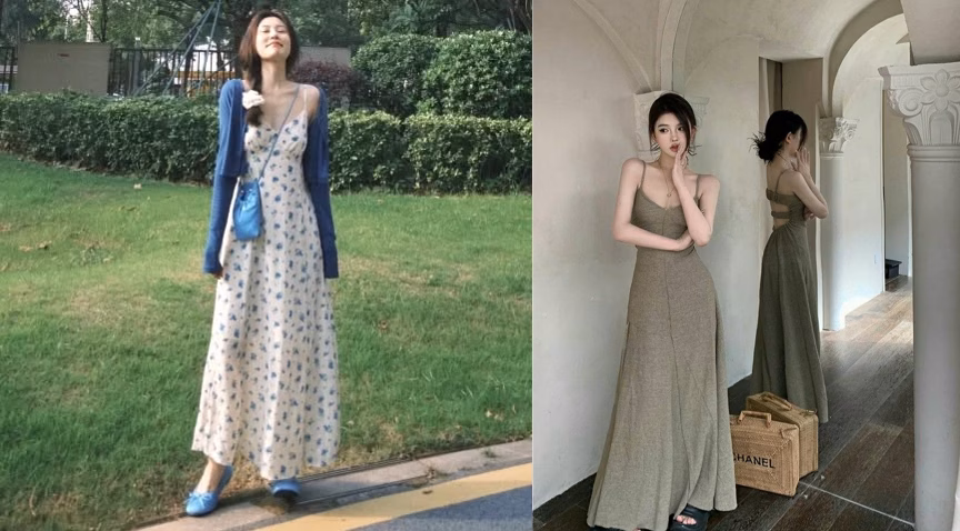 Váy hai dây dáng dài mang lại vẻ đẹp phóng khoáng và cực kỳ dễ phối đồ.