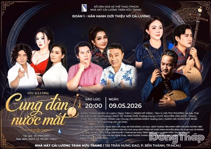 Poster chính thức của vở "Cung đàn nước mắt" - sự trở lại của một giá trị nghệ thuật vượt thời gian.